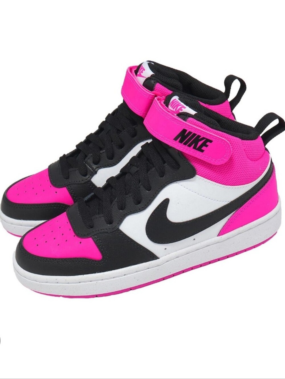 Nike Court Borough Mid 2 BG White Black White Fierce Punk Sneakers Size 5 Youth